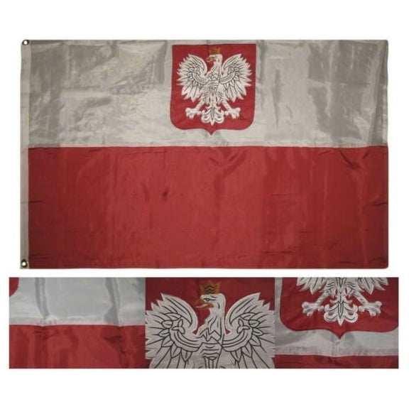 3x5 Embroidered Sewn Old Poland Polska Eagle 300D Nylon Flag 3'x5'