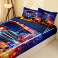 thumbnail image 2 of Erosebridal Fire Truck Zipper Twin Comforter Sets with Fitted Sheet and 2 Pillowcases, Night Scene Zipper Bedding Set, Dramatic Night, Navy Reversible, 2 of 7