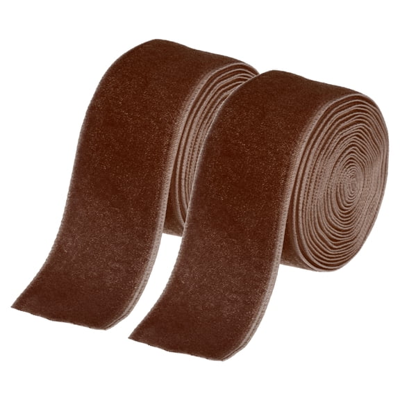 Uxcell Velvet Ribbon 1 Inch x 2 Yard Single Face Spool Dark Brown 2 Pcs