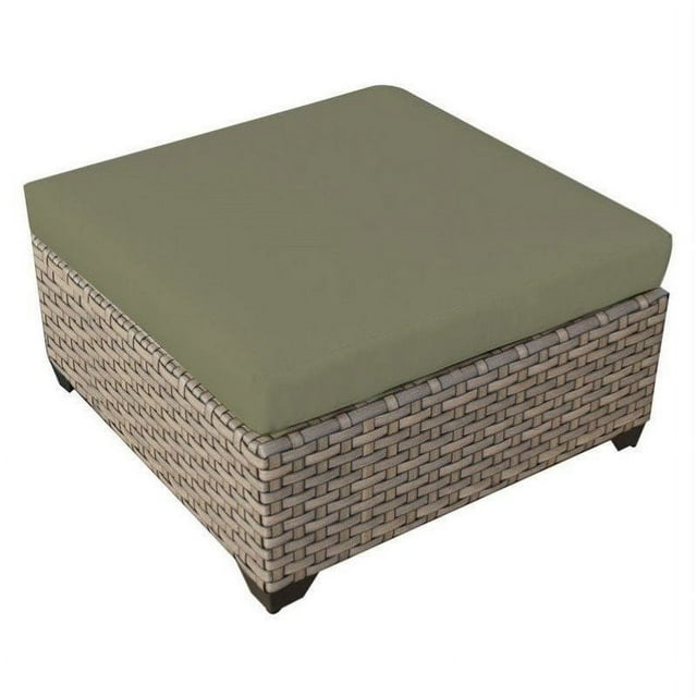 Bowery Hill Patio Wicker Ottoman in Cilantro