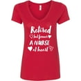 thumbnail image 3 of Inktastic Retired but Forever a Nurse at Heart Women's V-Neck T-Shirt, 3 of 5