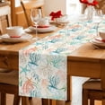 thumbnail image 5 of Teal Red Jellyfish Coastal Table Runner 60 Inches, Nautical Beach Coral Starfish Bed Runner Dresser Scarves Tabletop for Indoor Outdoor Parties/Ceremony/Banquet, 13" x 60", 5 of 8