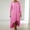 02 Pink, variant on Women's Solid-Color Loose-Fit Casual Cotton-Linen Blend Asymmetrical Hem 3/4 Sleeve Round Neck Dress