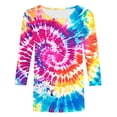 thumbnail image 5 of CYMMPU Tunic Tops 3/4 Sleeve Tie Dye Blouses for Women Dressy Casual Crew Neck Loose Fit Spring Tops Fall Fashion Shirts Ombre T-Shirts Multicolor XXXXL, 5 of 5
