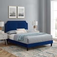 thumbnail image 2 of Platform Bed Frame, Rivet Nailhead, King, Blue Navy, Velvet, Mid Century Bedroom, Modern Contemporary Boutique HB35473, 2 of 12