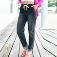 thumbnail image 3 of Wutalume Jeans for Women Slim Fit Straight Leg, Versatile Casual Pants with Cuff Hem, Pure Color Denim for Easy Styling,Black L, 3 of 7