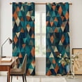 thumbnail image 4 of Teal Orange Abstract Art Kitchen Curtains 96 Inch Length, Geometric Modern Art Grommet Top Bedroom Living Room Curtains, Light Filtering Cafe Curtain Drapes 2 Panels Set 104''x96'', 4 of 9