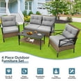 thumbnail image 5 of Patio Sofa Set, 4 Pieces Outdoor Sectional Furniture, All-Weather PE Rattan Wicker Patio Conversation Set, Cushioned Sofa Set with Coffee Table for Patio Garden Poolside Deck, 5 of 8