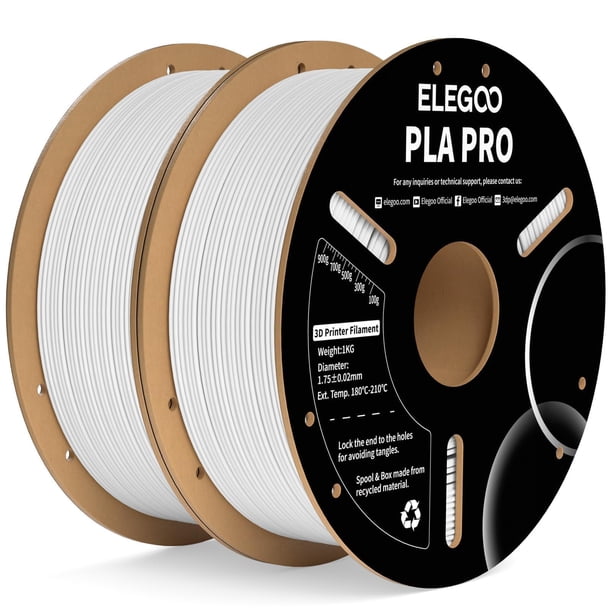 Filamento para impresora 3D ELEGOO PLA PRO, 1,75 mm, blanco, 2 kg