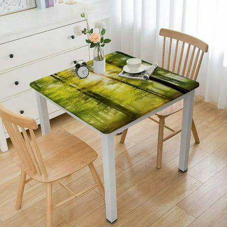 

Facannap Sunlight Leaves Square Table Cover Oil Resistant Wear Resistant Reusable Desktop Protection Waterproof Fabric 100% Polyester Fiber 46*46