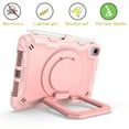 thumbnail image 4 of Kids Durable Handle Case for iPad mini 2021/mini 2024, Silicone PC Heavy Duty Protection [360 Rotating Ring Stand/Adjustable Shoulder Strap] Tablet Case Cover, Rosegold, 4 of 8
