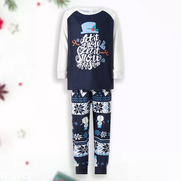 Disfraz Premium Conjunto de pijama familiar de 2 piezas con patrón de copo de nieve y muñeco de nieve Traje diario (Niño-3-4T) Kuymtek Azul marino 3-4 años Única para Unisex