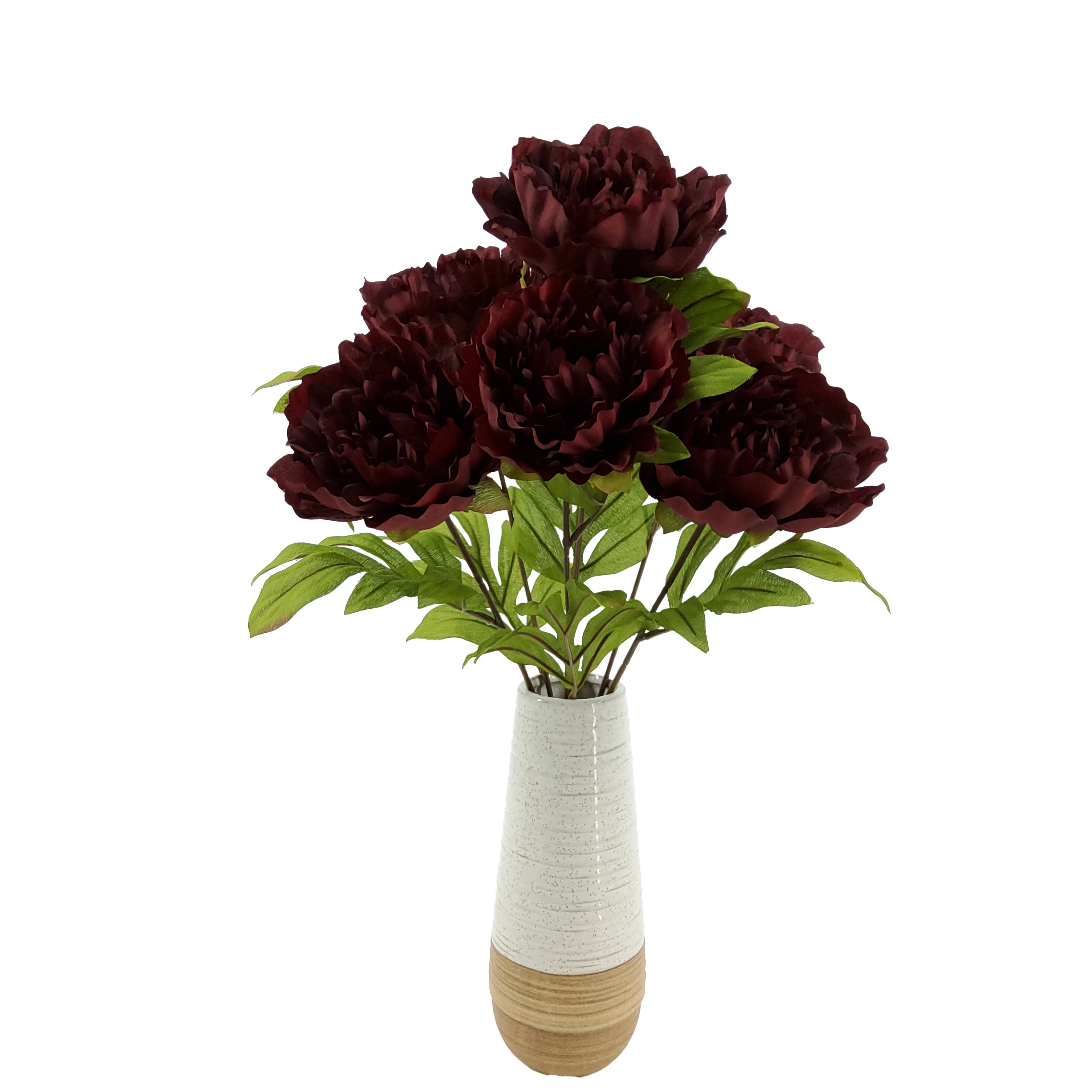 Mainstays Indoor 19 in Artificial Polyester Peony Bush, Burgundy