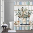 thumbnail image 5 of Eucalyptus Leaf Bathroom Shower Curtain, Starfish Shell Vase Teal Wood Grain Rope Waterproof Washable Soft Bath Curtain for Bathtub Decor with 12 Hooks&Grommet, 48x72 Inch, 5 of 9