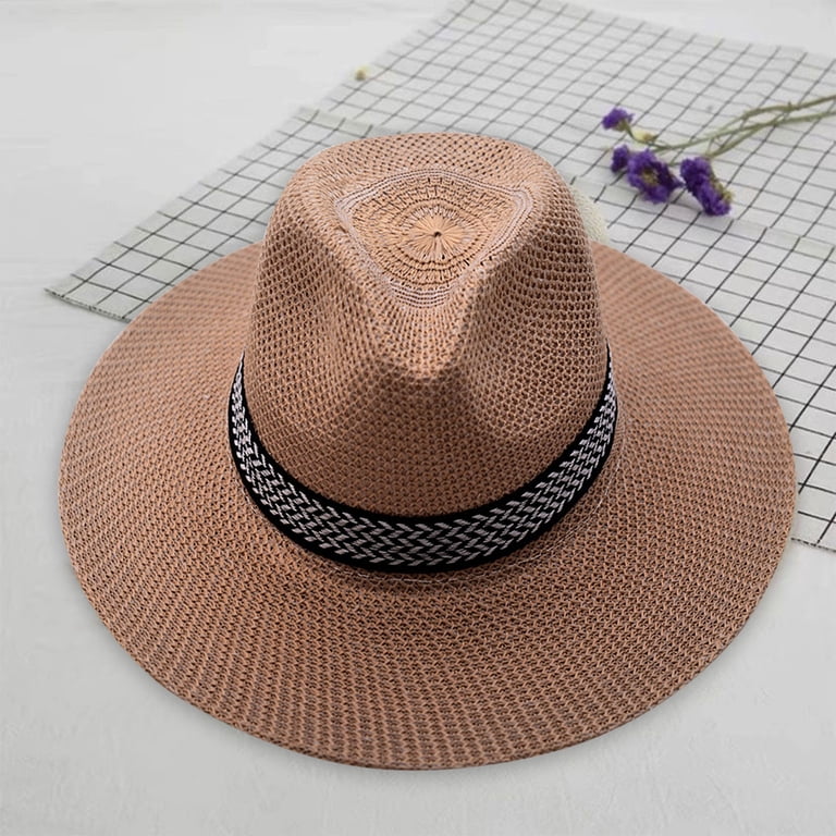 Ltpwer Straw Fedora Panama Hat for Men Women Unisex Wide 