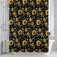 thumbnail image 3 of Summer Flowers Shower Curtain for Bathroom Decor, Farmhouses Watercolor Sunflowers Cute Bee Black Waterproof Fabric Shower Curtain, 36"x72" Set with 12 Hooks, 3 of 9