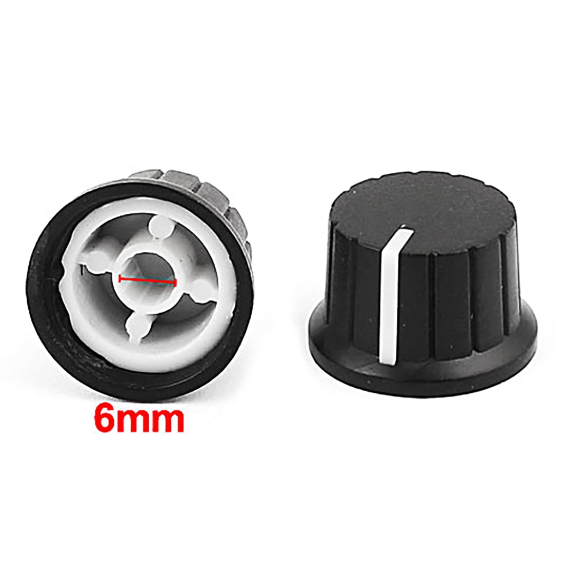 uxcell 10pcs Black Plastic 6mm Dia Shaft Amplifier Rotary Cap Skirted Knob 