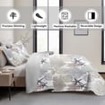 thumbnail image 3 of 3 Piece Coastal Quilt Sets King Size - Reversible Microfiber Quilts with 2 Shams Soft Lightweight Beach Bedding Nautical Bedspread Coverlet Summer Comforter Set for All Season, 106''x96'', C2, 3 of 14