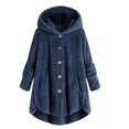 thumbnail image 1 of Womens Winter Jacket Plus Size Button Plush Tops Hooded Loose Cardigan Wool Coat Jacket Pink XXXXXL, 1 of 6