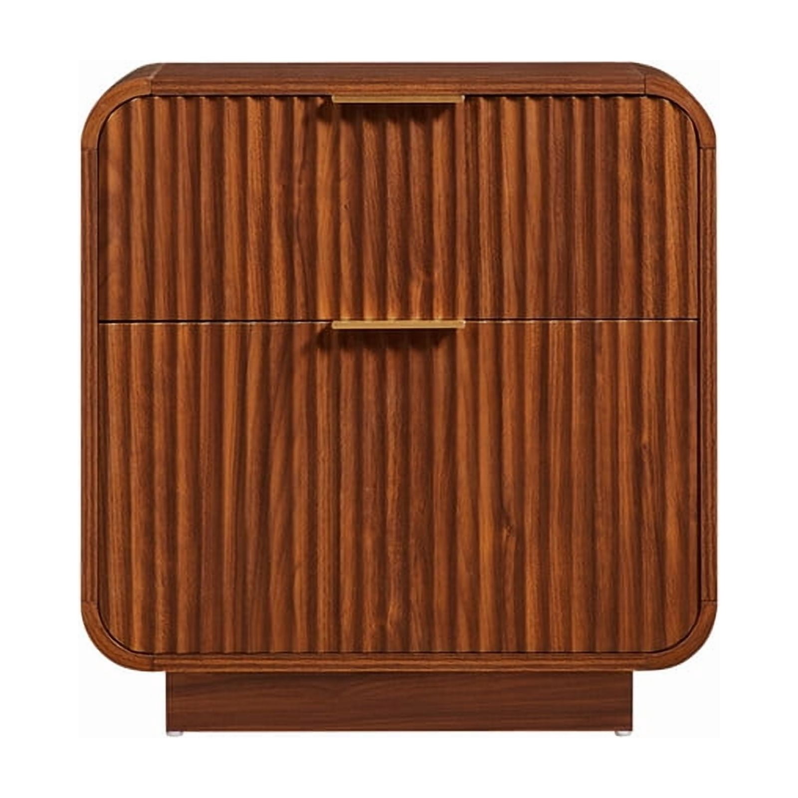 1PCS Modern Wavy Fluted-Design Nightstand Table with 2 Drawers, Curved Versatile Bedside Small Storage Cabinet
