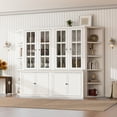 thumbnail image 2 of Euroco 2x 75.25'' Tall Display Cabinets and Two Triangle Sided Bookshelves, 105.5'' Wide Retro Style Wall Suit with Glass Doors, for Hallways, Living room, Office, Studio or Workspace - White, 2 of 8