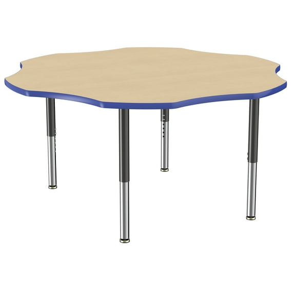 ECR4Kids 60in Flower Everyday T-Mold Adjustable Activity Table Maple/Blue/Black - Super Leg