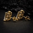 thumbnail image 5 of Large Yellow Gold 925 Sterling Silver Unisex Square Princess Cut Stud Screw Back Earrings, 5 of 5
