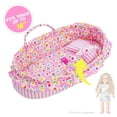 thumbnail image 2 of Lullaberry Cozy Dream Doll Bassinet - Baby Doll Portable Carrier - Fits for American Girl Dolls up to 18"(46cm) - Soft Pillow & Safety Buckle Included - Pink, 2 of 6