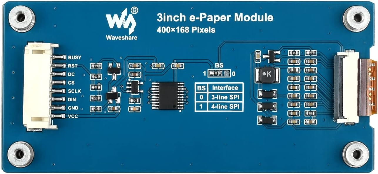 3inch E-Paper Module (G) 400 × 168 Resolution e-Ink Display Red/Yellow/Black/White epaper Screen for 4B/3B+/3B/2B/B+/A+/Zero/Zero W/WH/Zero 2W,Jetson Nano/Arduino,SPI Interface