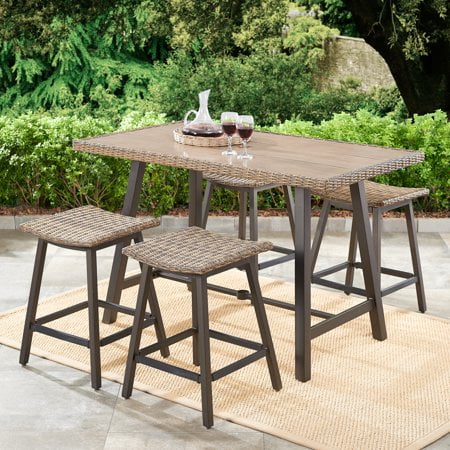 Better Homes Gardens Westcliffe 5 Piece Patio Wicker Bar Height Dining Set