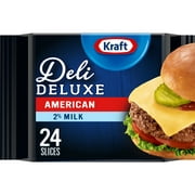 Kraft Deli Deluxe American Cheese Slices with 2% Milk, 24 ct Pack