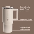 thumbnail image 3 of Coffee Traveler 20 oz - Leak-Resistant, Ceramic-Lined Insulated Travel Coffee Mug for Hot or Cold Drinks with Flip Lid & Handle, Dishwasher Safe Coffee Tumbler, Dune, 3 of 4