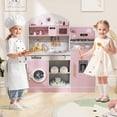 thumbnail image 2 of OLAKIDS Kids Kitchen Playset, Toddler Wooden Kitchen Pretend Cooking Toy Set with Coffee Maker Ice Machine Dishwasher Microwave Storage Cabinet, Simulation Play Kitchen for Boys Girls 3+, 2 of 9