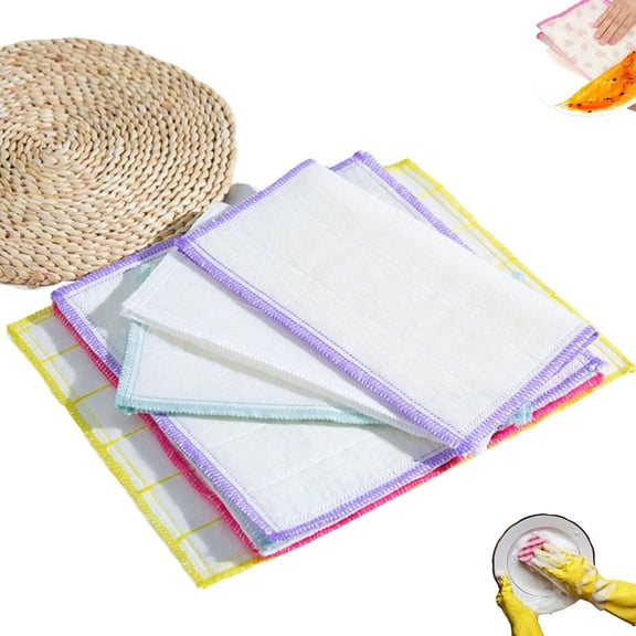 10 Pcs Simply Natural Wood Fiber Cleaning Cloths, Multifunctional Cleaning Towel, Reusable Dish Cloths, Kitchen Cleaning Rags