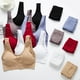 thumbnail image 3 of Conjunto de lencería sin costuras para mujer de 2 piezas con cuello en V y cuello halter: sujetador de cintura alta y tanga, nailon/spandex, color liso, sexy para la playa/ropa de dormir, 3 of 5