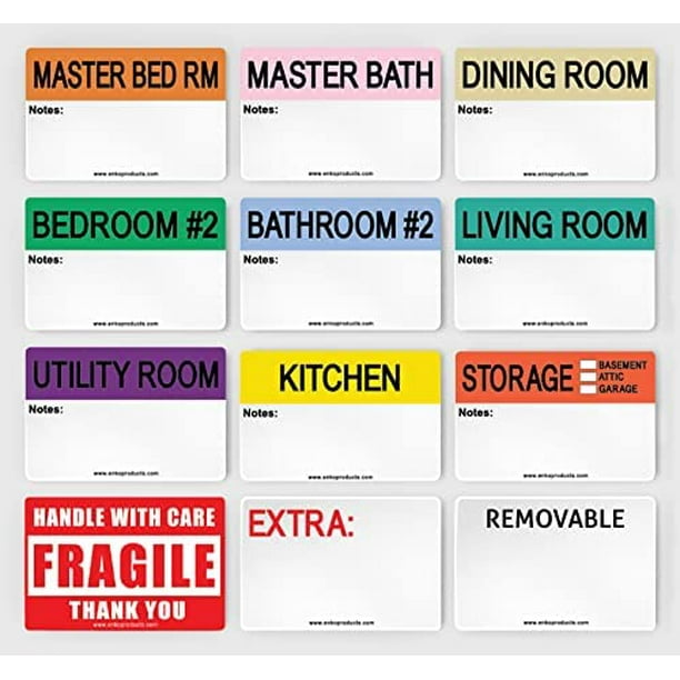 enKo Moving Labels for Boxes Color Coded Stickers for Moving with