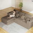 thumbnail image 5 of Wiilayok 110" L-Shape Cloud Sectional Couch with Oversized Chaise,Modern Modular Sofa with Cup Holder and Side Pouch,Comfy Boneless Upholstered Couches for Living Room,Light Brown, 5 of 8