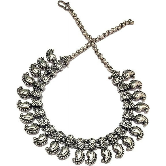 Necklace oxidised silver choker for women fashion traditional Indian jewelry tribal inspired antique silver Choker Metal jewellery