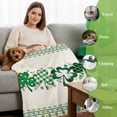 thumbnail image 6 of Throw Blanket Fleece Throw Blanket 50x60in, St. Patrick Botanical Clovers Leaves Soft Lightweight Bed Blankets Shamrock Wooden Plank Fuzzy Couch Blankets for All Season, 6 of 9