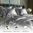 thumbnail image 6 of 6 Piece Solid Color Satin Sheet Set (1*Flat Sheet + 1* Fitted Sheet + 4*Pillowcases), Luxurious And Silky With Natural Sheen, Fits Up To 16" Mattress satin bed, 6 of 23