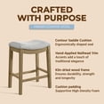 thumbnail image 5 of ROME + OAK Parker 26" Backless Saddle Kitchen Counter Stool, Natural, Cream Upholstery, 5 of 12