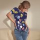 thumbnail image 3 of Balery Colorful Jellyfish Body de cuello redondo de manga corta para mujer Tops de manga corta Tops básicos-Medium, 3 of 7