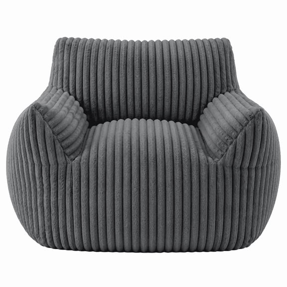 Giant Bean Bag Chair for Adults, 46" Oversized Corduroy Bean Bag Sofa with Armrests, Shredded Foam Floor Lounge Chair, Supports 400 lbs, Black