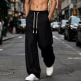 thumbnail image 2 of vdgthytj Mens Athletic Pants Elastic Drawstring Waist Wide Leg Baggy Breathable Running Gym Sport Trousers with Pockets(3X-Large,Black), 2 of 7