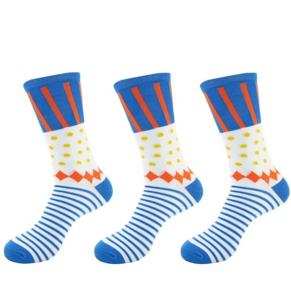 Women's Rayon from Bamboo Crazy Colorful Funky Casual Dress Polka Dot Stripe Socks - Blue - Shoe Size 4-9 - 3prs