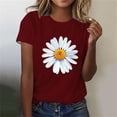 thumbnail image 2 of Sexlip Womens Daisy Graphic Blouse Crew Neck Design Lightweight Fabric Relaxed Silhouette for Casual Gatherings Red XXL, 2 of 4