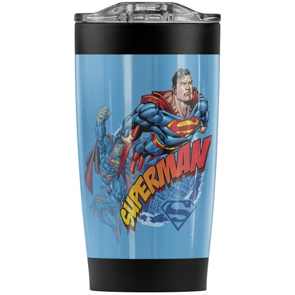 Superman Up Up And Away Stainless Steel Tumbler 20 oz Coffee Travel Mug/Cup, Vacuum Insulated & Double Wall with Leakproof Sliding Lid | Great for Hot Drinks and Cold Beverages