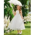 thumbnail image 6 of Oudiya Flower Girls Dress Bowknot V-Back Formal Pageant Ball Gown Party Wedding Tulle Long Dresses, 4-12Y, 6 of 7