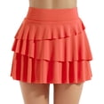 thumbnail image 2 of FAOWME Women's Skirts With Pockets High Waist Solid Color Comfortable Breathable Fitness Yoga Skirt Built In Shorts For Sports Activities,Orange,L, 2 of 7