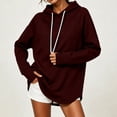 thumbnail image 2 of Enjoytime Womens Hoodies Long Sleeve Drawstring Pullover Sweatshirt Solid Color Casual Soft Fall Winter Plus Size Clothes, 2 of 5